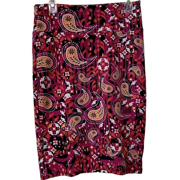 LuLaRoe Pencil Skirt Paisley Women's Size S Black/Pink Polyester Blend - Picture 1 of 7